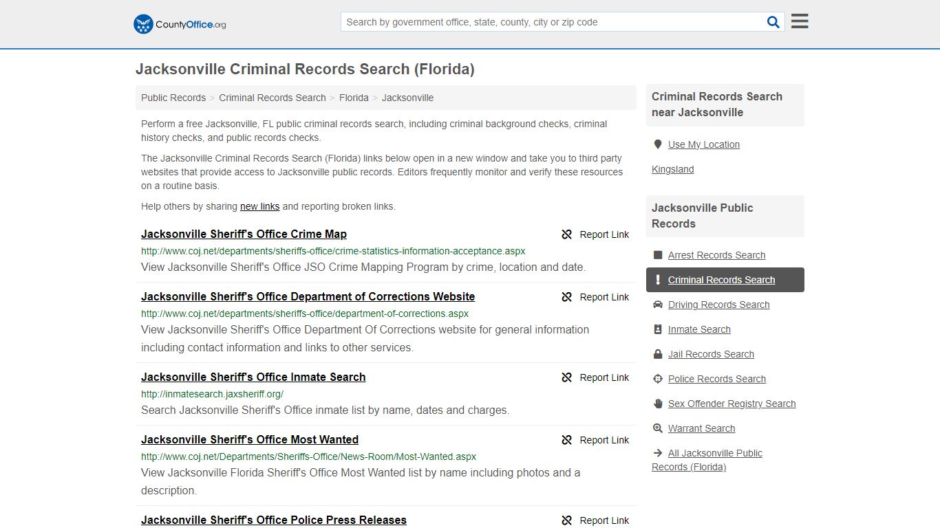 Jacksonville Criminal Records Search (Florida) - County Office